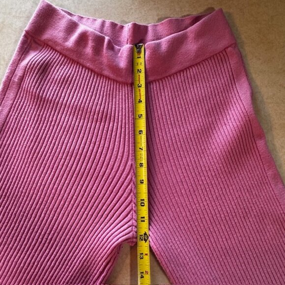 Aerie Pink Ribbed Knit Wide-Leg Pants sz L - Picture 7 of 7